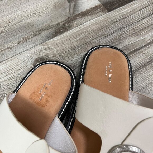 Rag & Bone Ansley Leather Flat Thong Sandals Whites Women’s Size 38 - Picture 7 of 9
